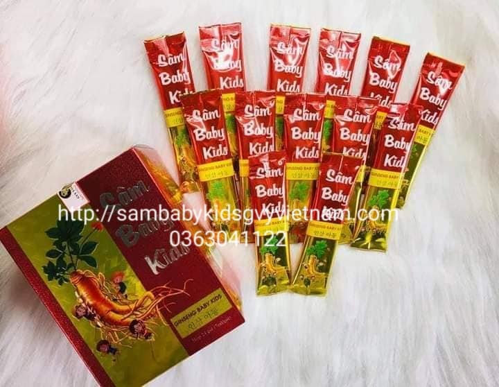 Sâm baby kids, chính hãng, hộp 24 gói, siro ăn ngon trẻ em