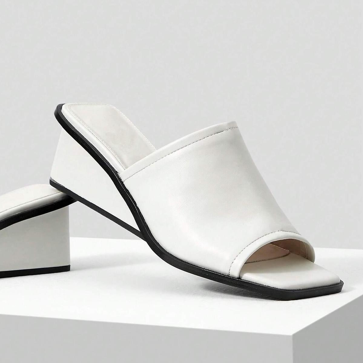 Giày mules đế xuồng 5cm hở mũi Square Toe Wedge Annmodels, dép đề xuồng nữ_AXUONG24