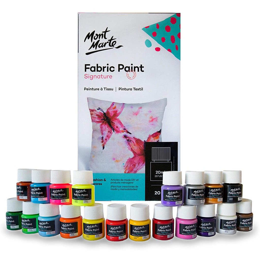 Màu vẽ vải, vẽ giày Mont Marte bộ 20ml x 20 màu Fabric Paint