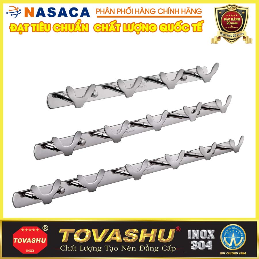 Móc áo thỏ TOVASHU 4 móc, 5 móc, 6 móc (Inox 304 - Bảo hành 20 năm)