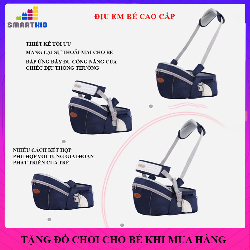 Địu cao cấp cho bé địu em bé thiết kế tối giản trang bị dây đeo vai trợ lực và đai an toàn thoáng khí cho bé thoải mái vận động