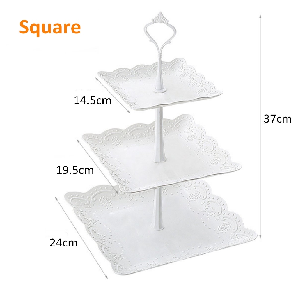 Khay đựng bánh kẹo, hoa quả, kệ bánh cupcake 3 tầng trang trí sinh nhật, sự kiện sang trọng