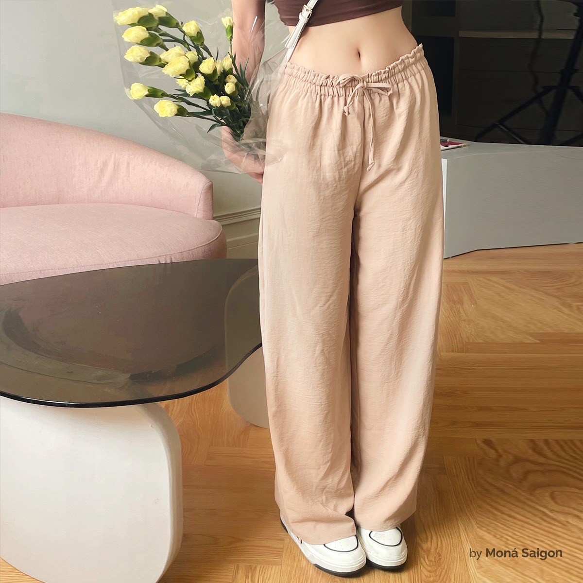 Quần đũi thô moná - beige trắng/be