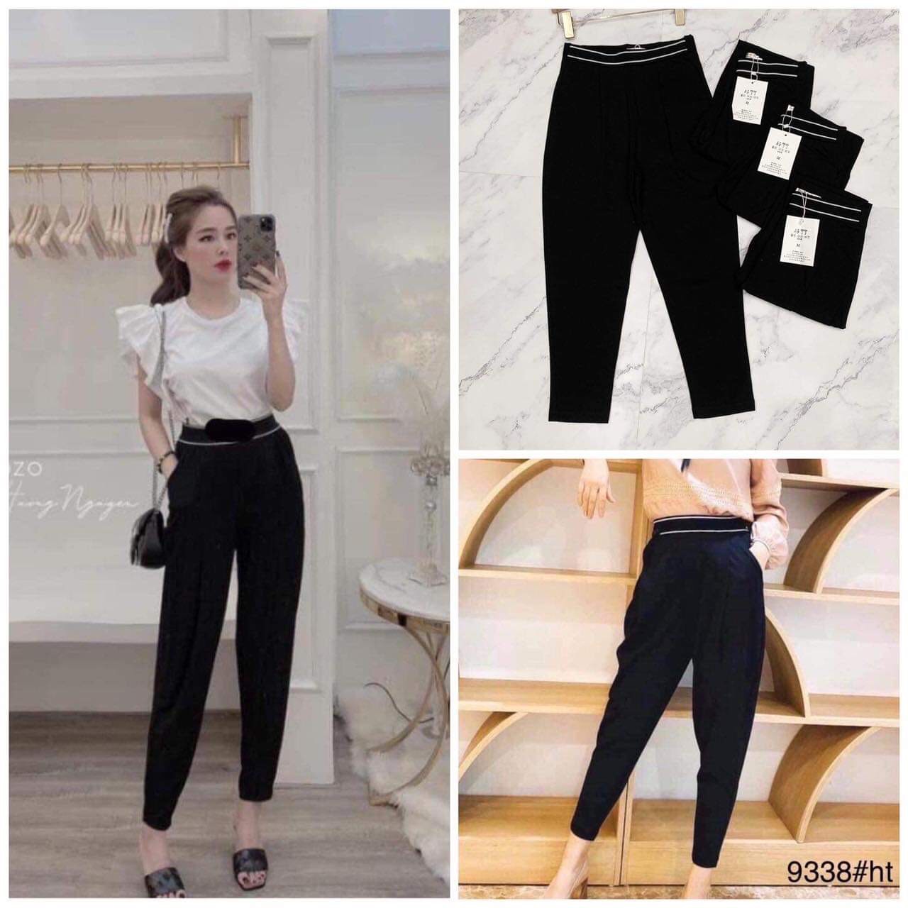 Quần baggy nữ cạp cao công sở chất umi co giãn hana.st