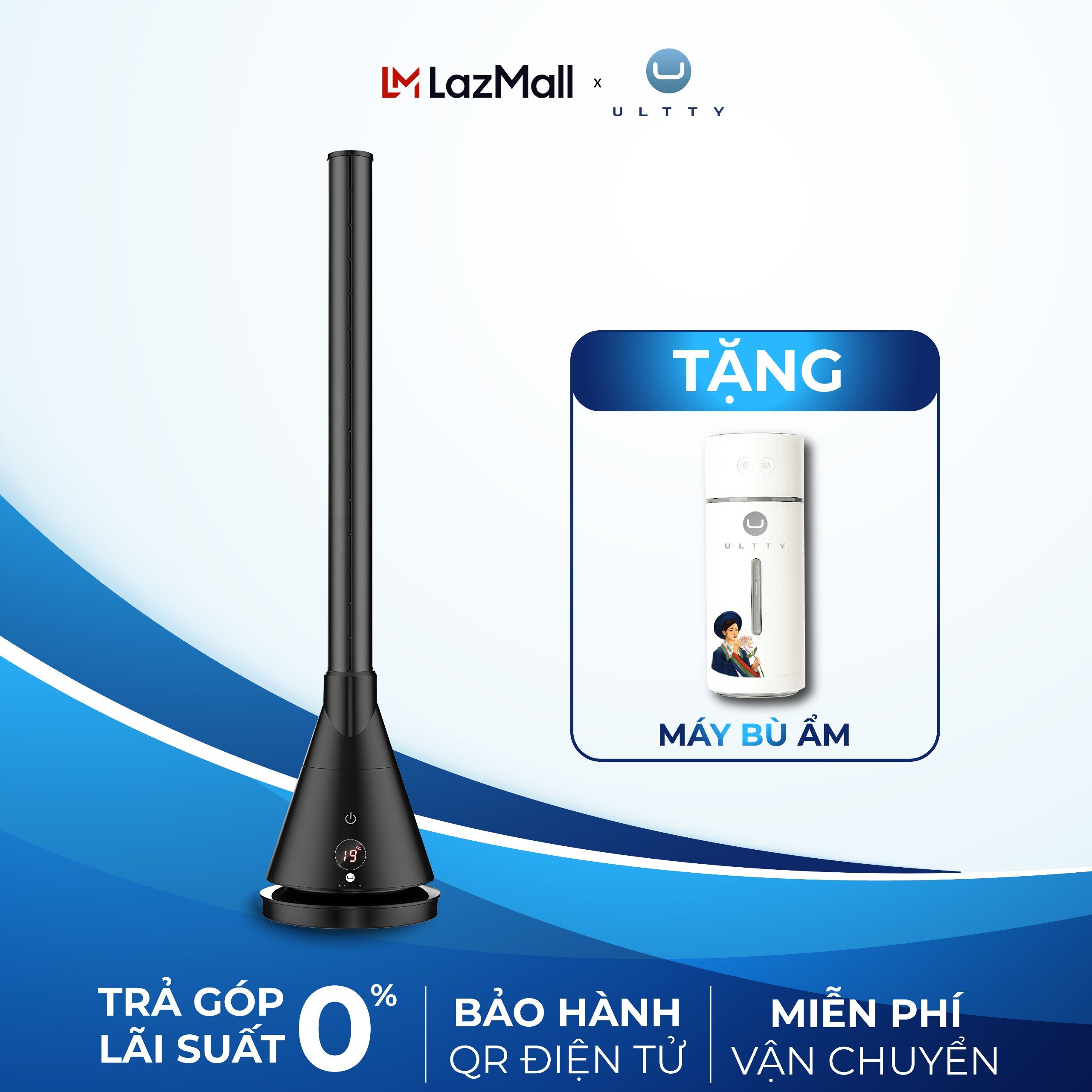 Quạt Sưởi Ấm Và Làm Mát Hai Chiều ULTTY SKJ-CR018H, Chất Liệu Sưởi Gốm Ceramic Không Đốt Cháy Oxy, Không Khô Da, Tự Động Tắt Khi Quá Nhiệt -  Màu Đen