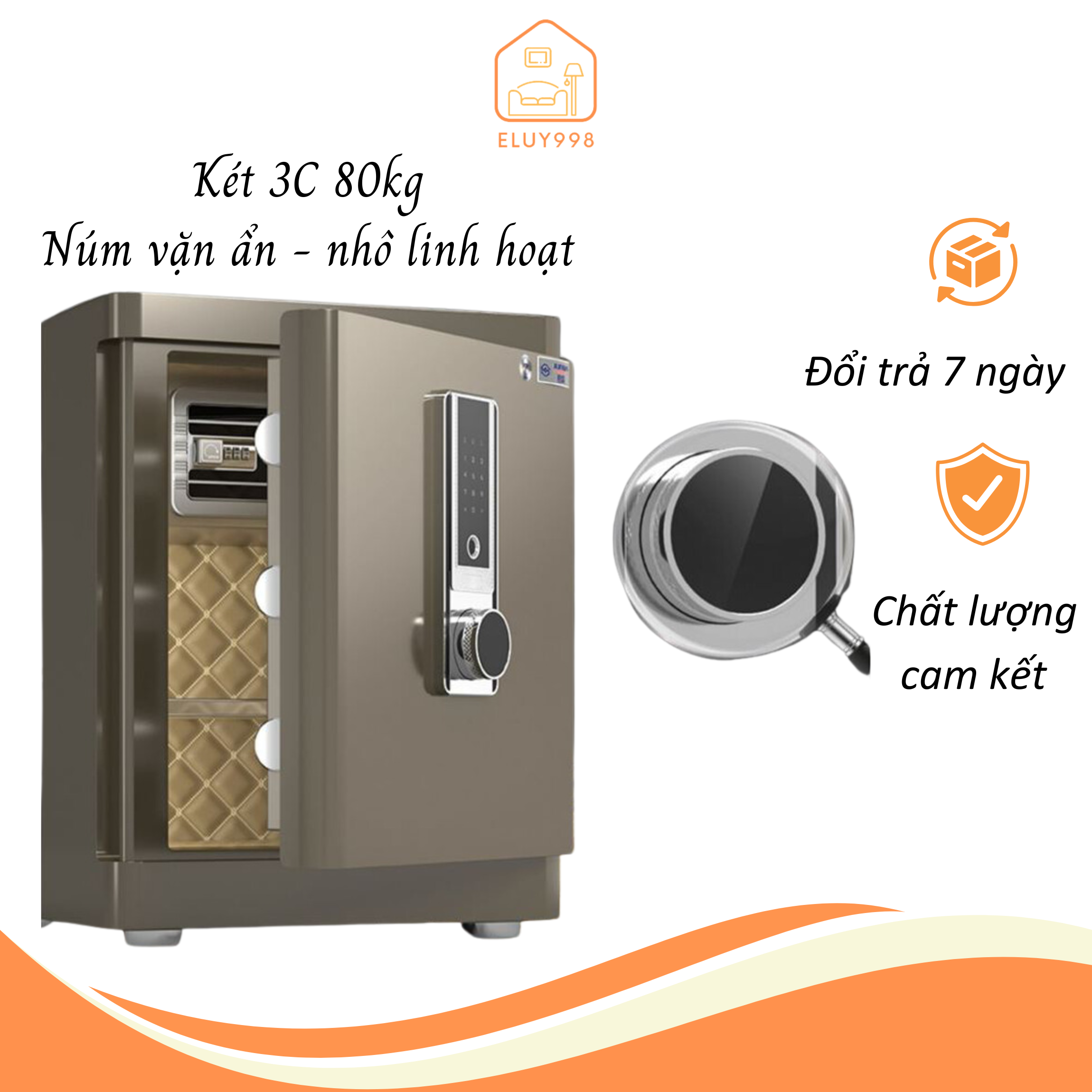 Két sắt 3c thông minh khoá vân tay an toàn, chống cháy, chống cạy phá, nặng 76kg, chịu nhiệt lên đến 1300 độ c , két sắt bảo mật cao có nở sắt gắn tường, tủ kệ gia đình, văn phòng, tiệm vàng, công ty
