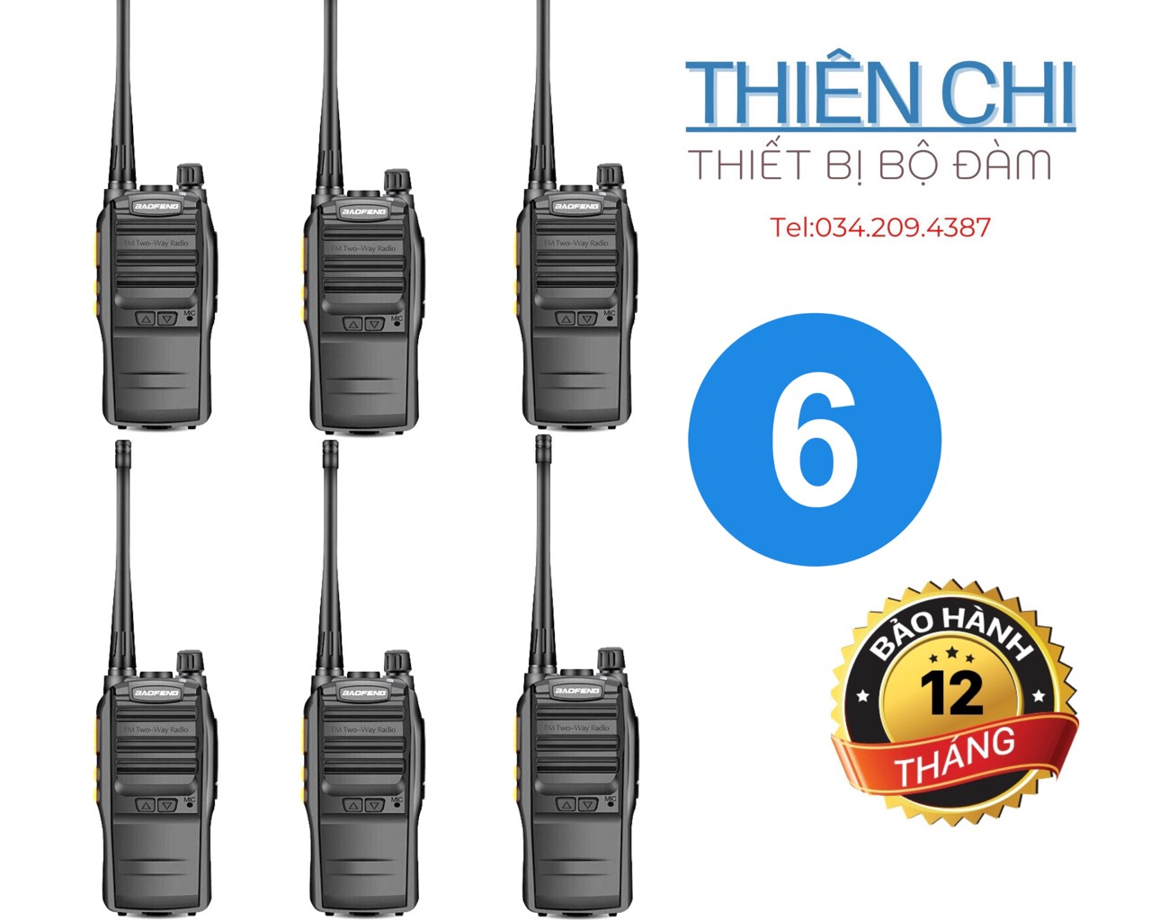 Bộ 6 Máy bộ đàm Chính Hãng Baofeng BF-S88, 16 Kênh, Âm Thanh Cực Nét, Bảo Hành 12 Tháng