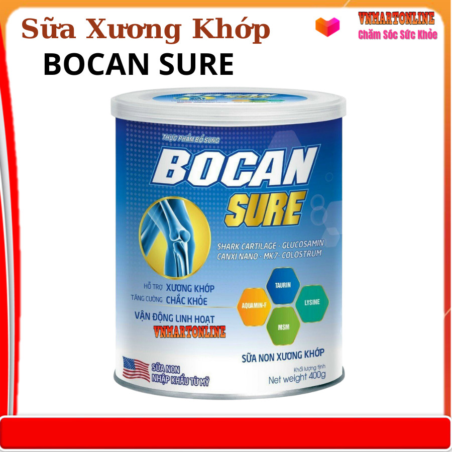 Sữa Bột Boncare Flex Canxi Cua Nano D3 với thành phần sụn vi cá mập, glucosamine, canxi nano MK7 Hỗ trợ tăng cường dịch khớp, làm trơn ổ khớp, giảm đau nhức xương khớp, giúp khớp vận động linh hoạt- hộp 400g - VNmart Online