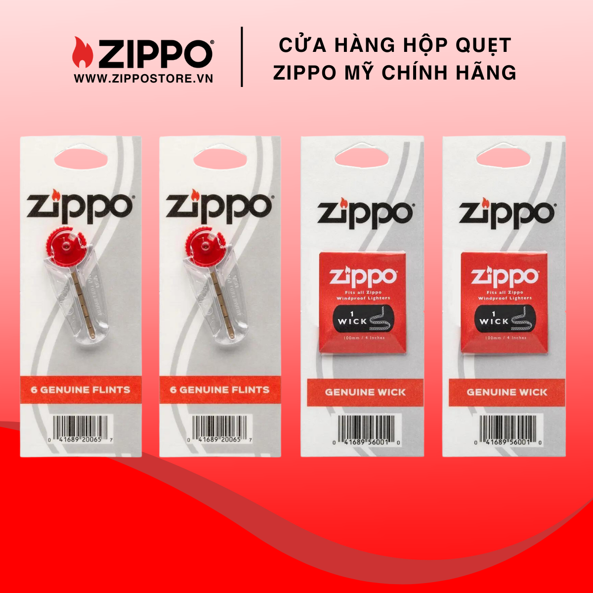 Bộ 2 đá 2 bấc zippo - hãng phân phối