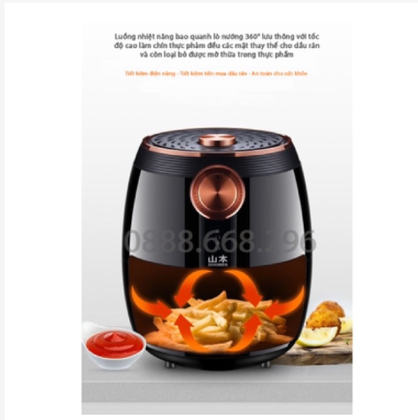 Nồi chiên không dầu điều khiển cơ SHANBEN 7828, công nghệ mới cho phép bạn rán, nướng bánh, nướng và quay thực phẩm nhanh chóng, ít chất béo hơn so với nồi chiên thông thường