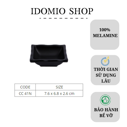 2 Chén Nước Chấm Vuông Melamine Màu Đen– CC41N