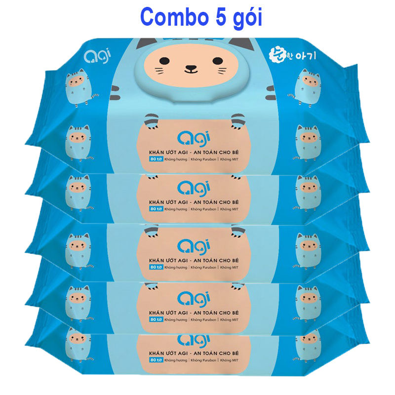 Giấy ướt cao cấp AGI Việt Nam 80 tờ khăn giấy ướt không mùi
