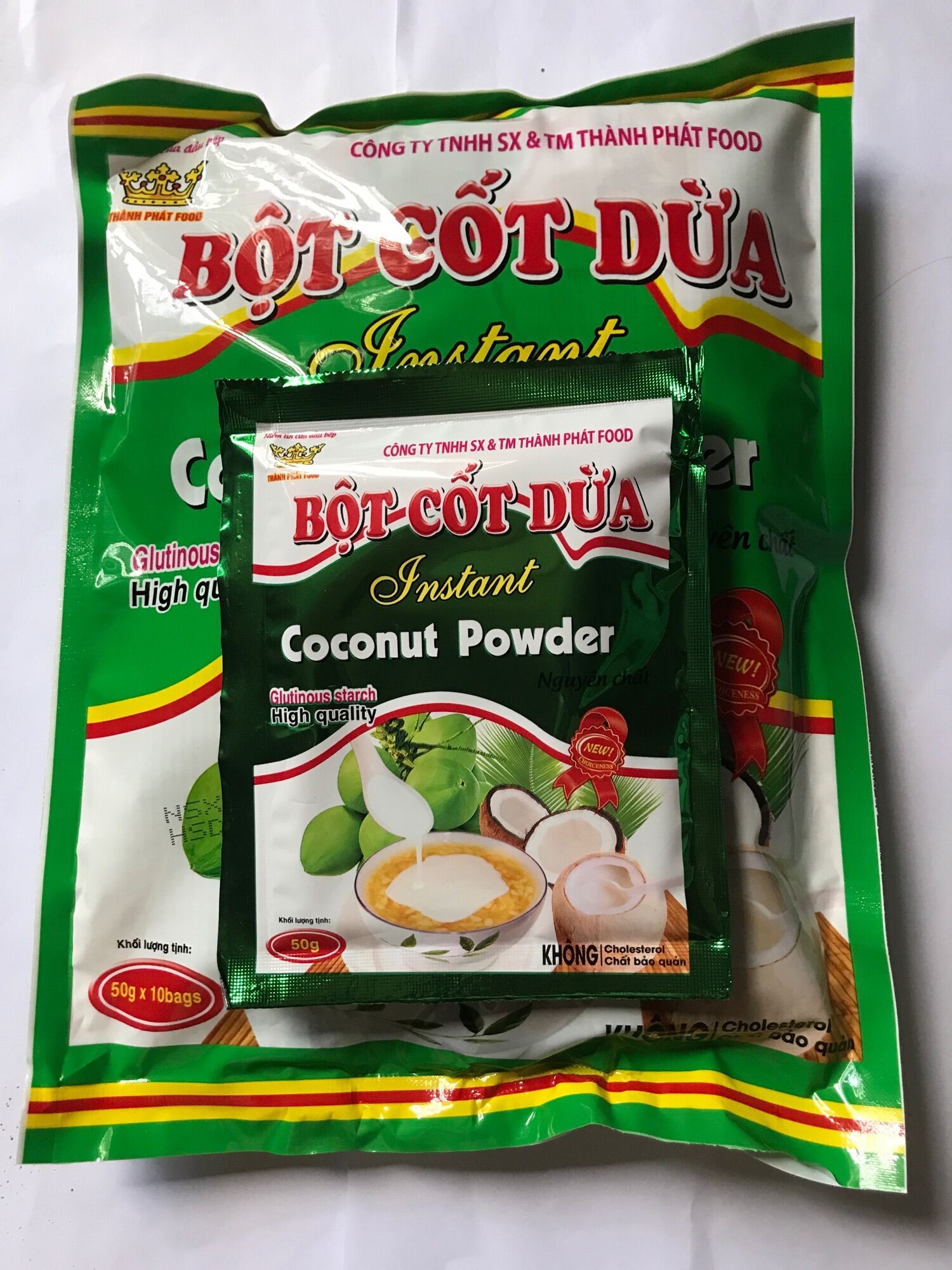 Bán Sỉ túi 10 gói 50g BỘT CỐT DỪA nguyên chất