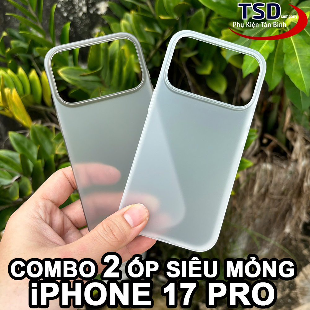 Combo 2 ốp lưng trong nhám unibody iphone 17 pro siêu mỏng