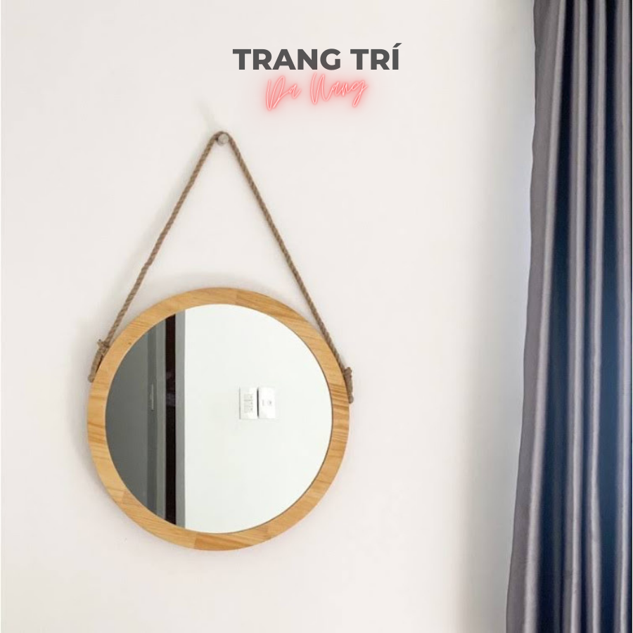 Gương tròn viền gỗ treo tường 30 35 40 45 50 55 60 CM, Gương tròn treo tường, Gương tròn viền gỗ, Gương tròn decor, Gương treo phòng tắm, Gương tròn trang điểm