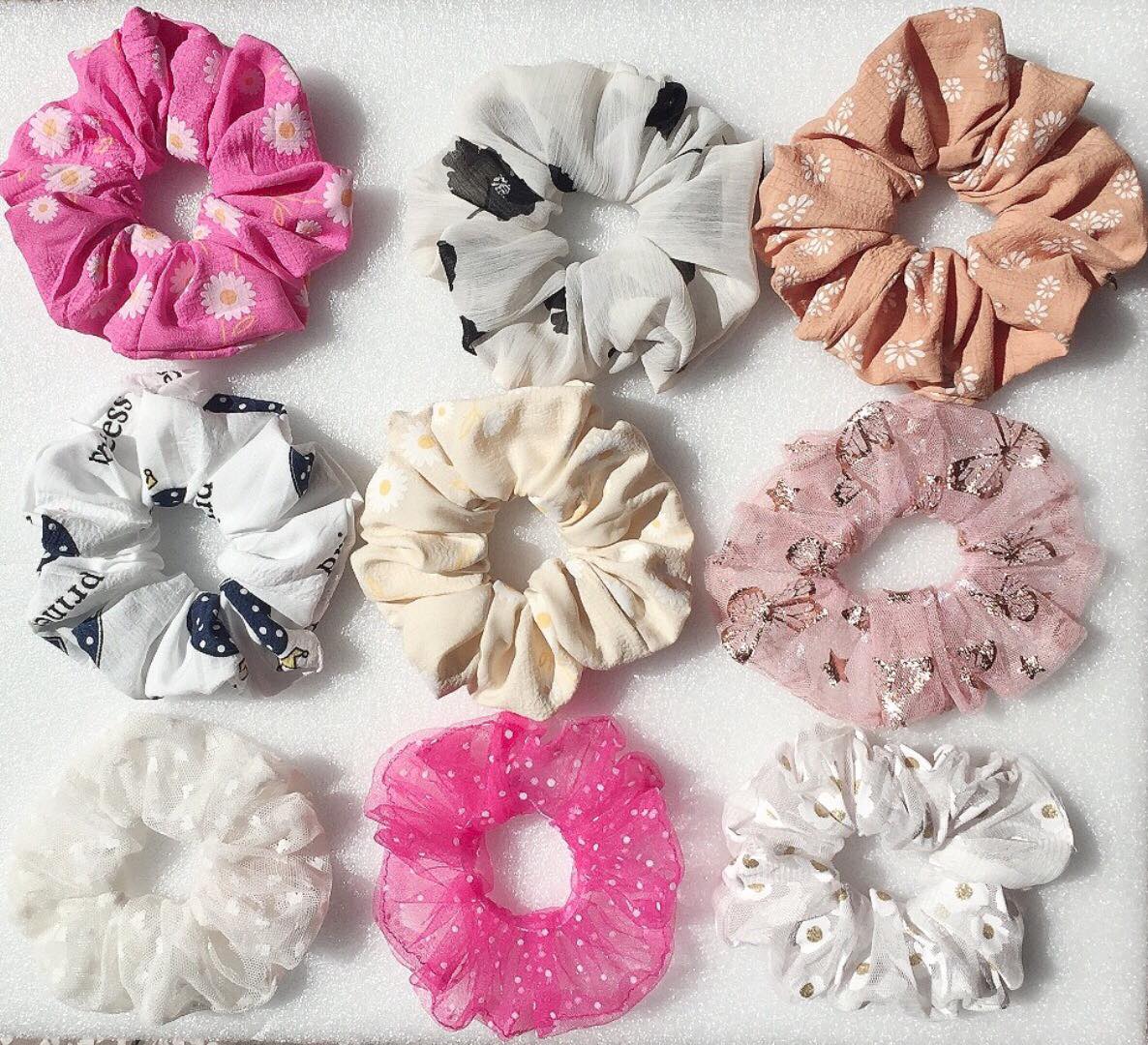 Set 5 dây buộc tóc vải scrunchies hàn quốc xinh xắn