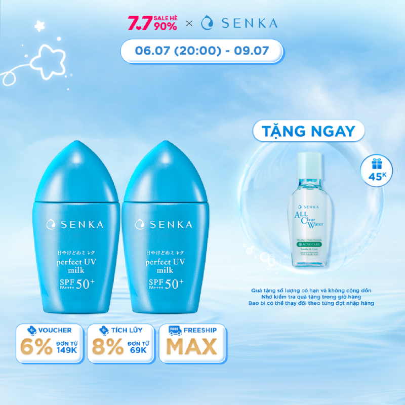 Tiết kiệm hơn - bộ 02 ​kem chống nắng kiềm dầu dạng sữa senka perfect uv milk 40ml