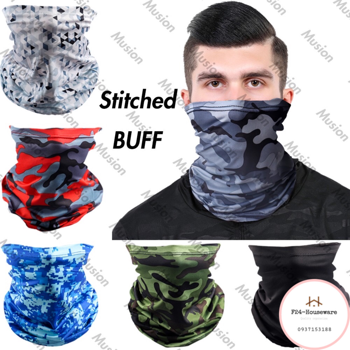 Khăn Bịt Mặt Chống Bụi, Nắng Hoạ Tiết Rằn Ri và Màu Trơn