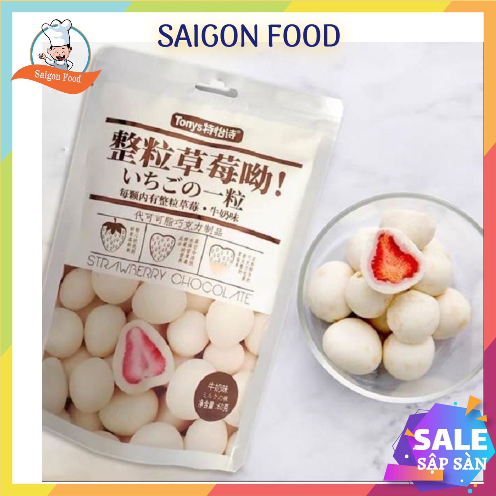 [HCM]Socola bọc dâu tây sấy [Socola Sữa] - SAIGON FOOD