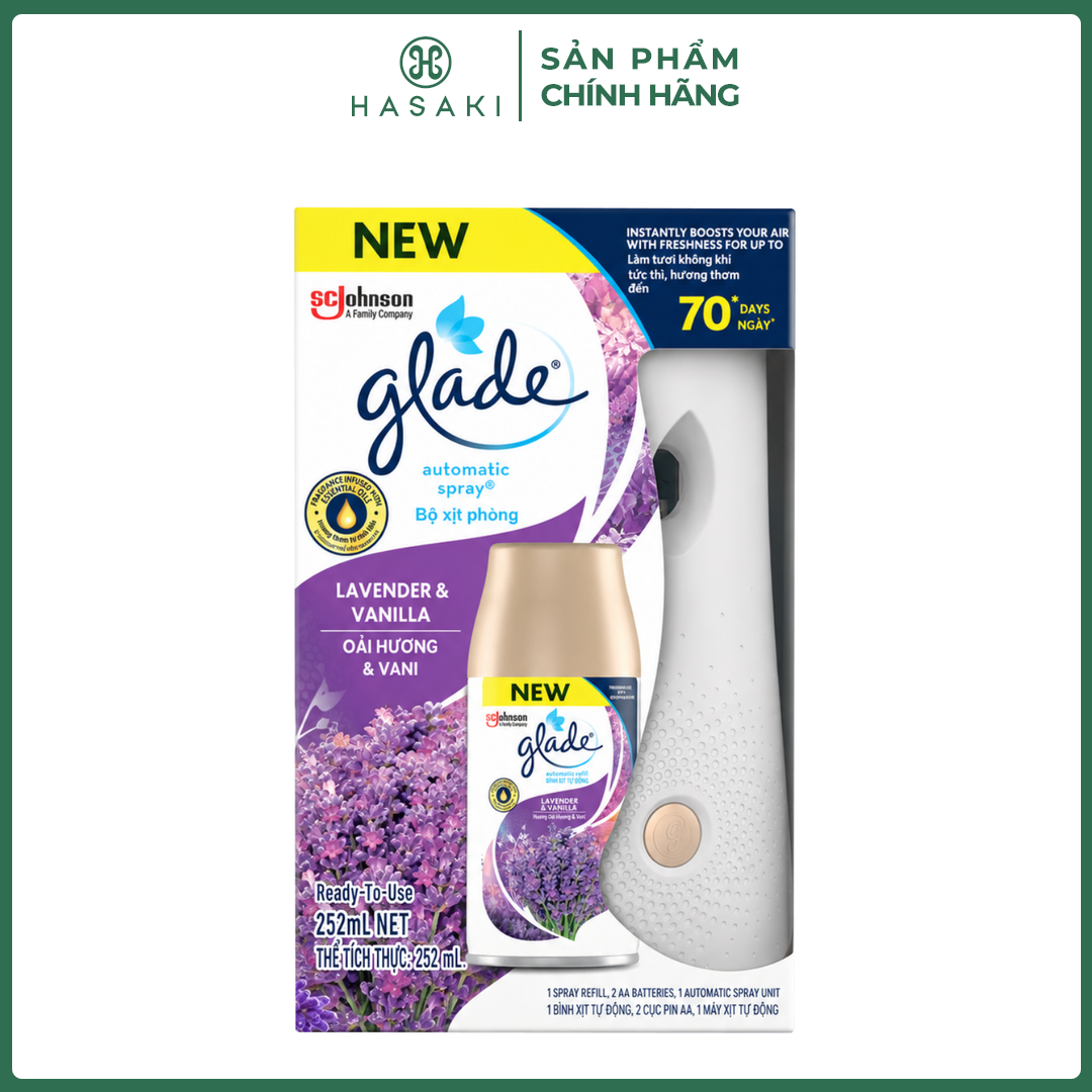 Bộ Máy Xịt Thơm Phòng Tự Động Glade Hương Lavender & Vani 252ml Hasaki Chính Hãng