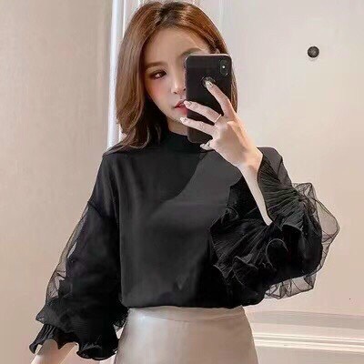 Áo voan lụa phối ren tay bồng