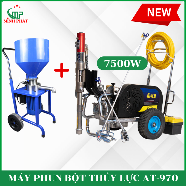 Combo Máy Phun Bột Đặc Thủy Lực Guchen 970 Tặng Kèm Máy Nghiền Bột Minh Phát
