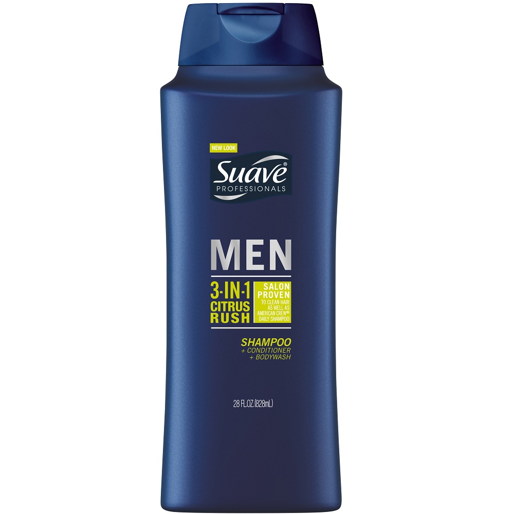 Dầu Gội Đầu 3 trong 1 Tắm, gội, xả 828ml Suave Men Citrus Rush Professionals
