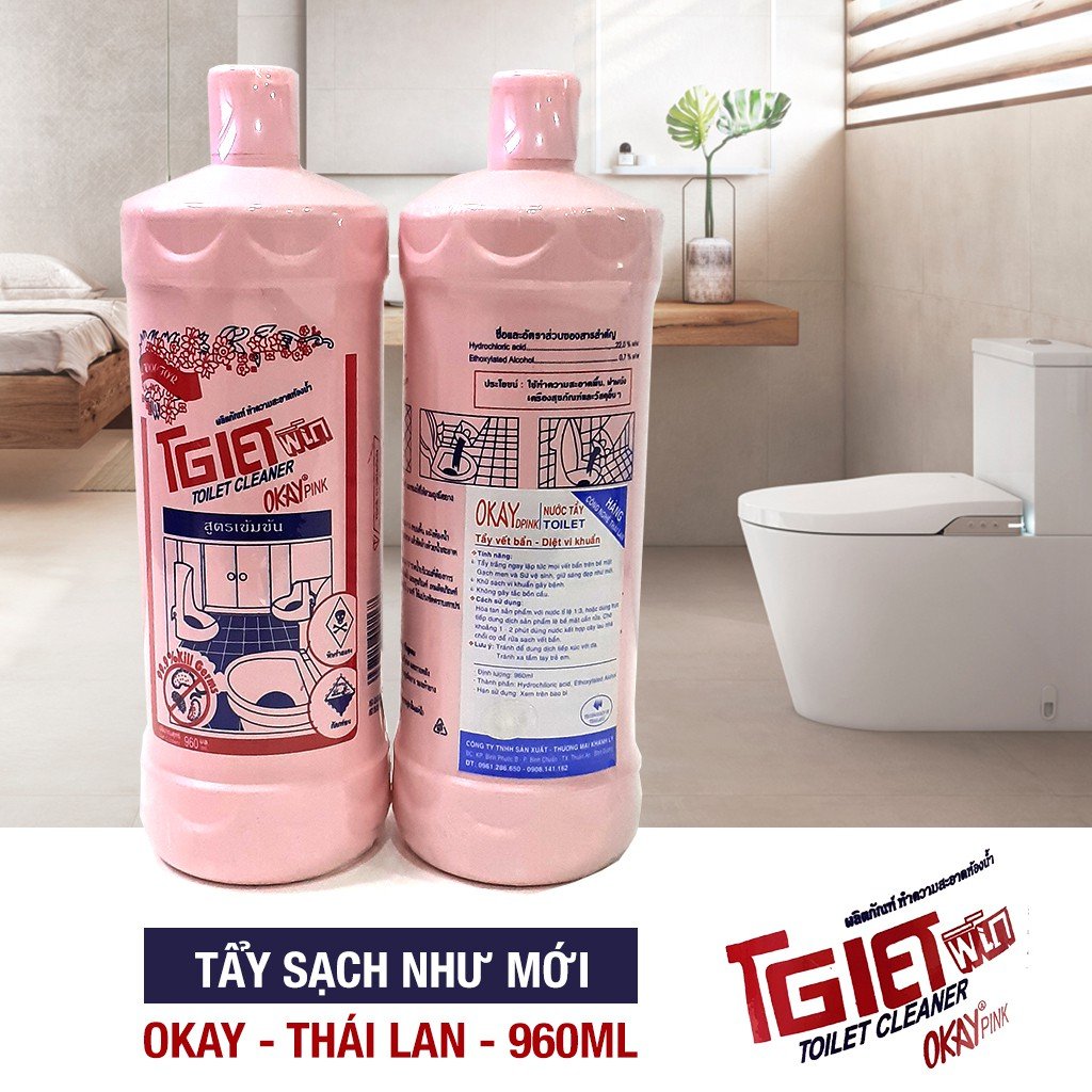 Nước tẩy tolet thái lan oil pink 960ml - dung dịch tẩy hồng- tẩy hồng-combo 2 chai nước tẩy tolet- thái lan- tẩy bồn cầu sạch bóng- tảy bồn cầu thái lan 960 ml-dung dịch tẩy hồng okay- nước tẩy nhà vệ sinh