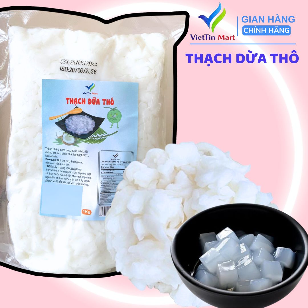 1kg thạch dừa thô tặng kèm hương liệu-Viettin Mart