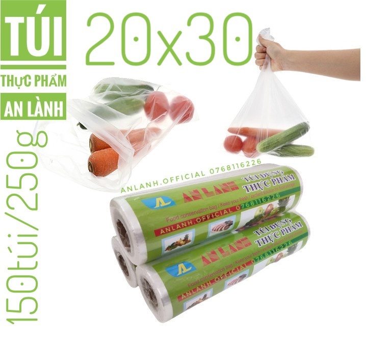 Combo 3 cuộn túi đựng thực phẩm tự tiêu an lành 0.25kg/cuộn