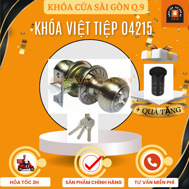 Hỏa tốc hcm - khóa tay nắm tròn 04215 việt tiệp-bh 2 năm chính hãng