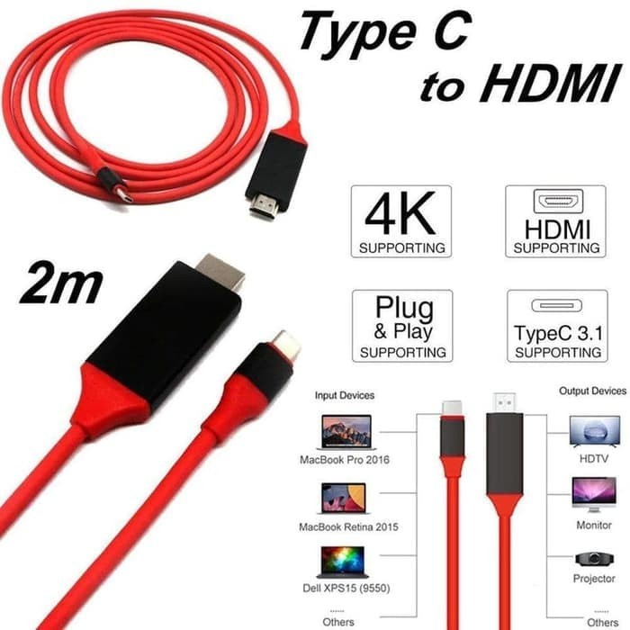 type-c sang hdmi, Bộ Chuyển Đổi dài 2m, chất lượng hình ảnh sắc nét lên tới 4K, hàng chính hãng, bảo hành 12 tháng