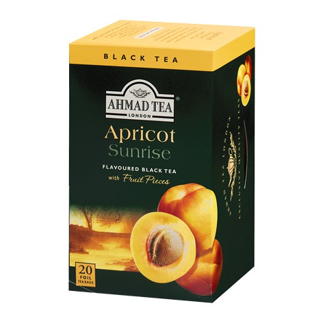 Trà đen túi lọc ahmad apricot sunrise - trà ahmad mơ hộp giấy bao thiếc 40g