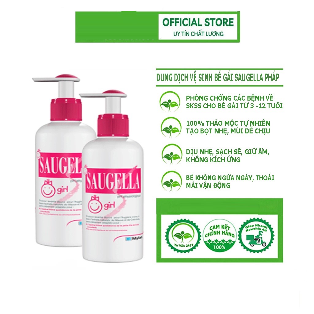Dung dịch vệ sinh Saugella cho bé gái từ 3 – 12 tuổi