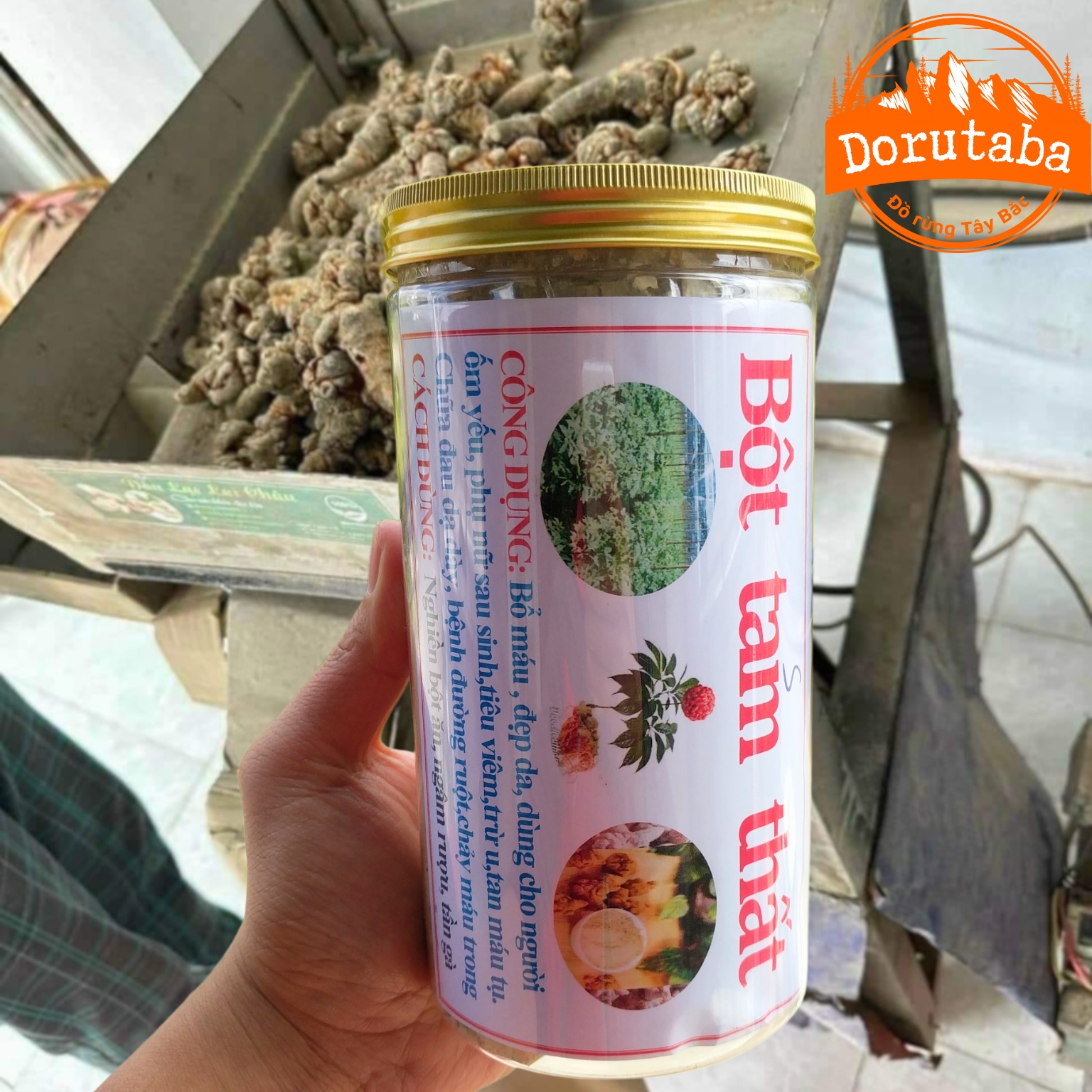 Bột tam thất bắc khô nguyên chất loại 1. Bột tam thất hoang Hà Giang chuẩn nghiền từ những củ tam thất nhiều năm tuổi, hàng tuyển