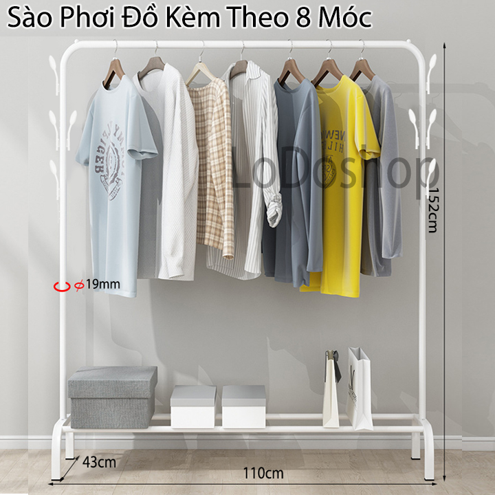 Sào treo quần áo kim loại để trong phòng ngủ - Sào phơi đồ di động để ngoài ban công - Giá treo quần áo giày dép thông minh - Giàn máng áo quần máng khăn balo túi xách