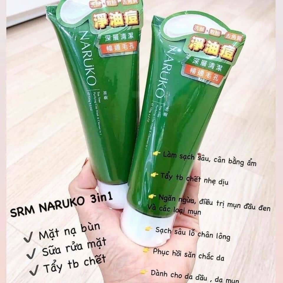 Sữa rửa mặt 3in1 dạng bùn naruko bản đài 120ml