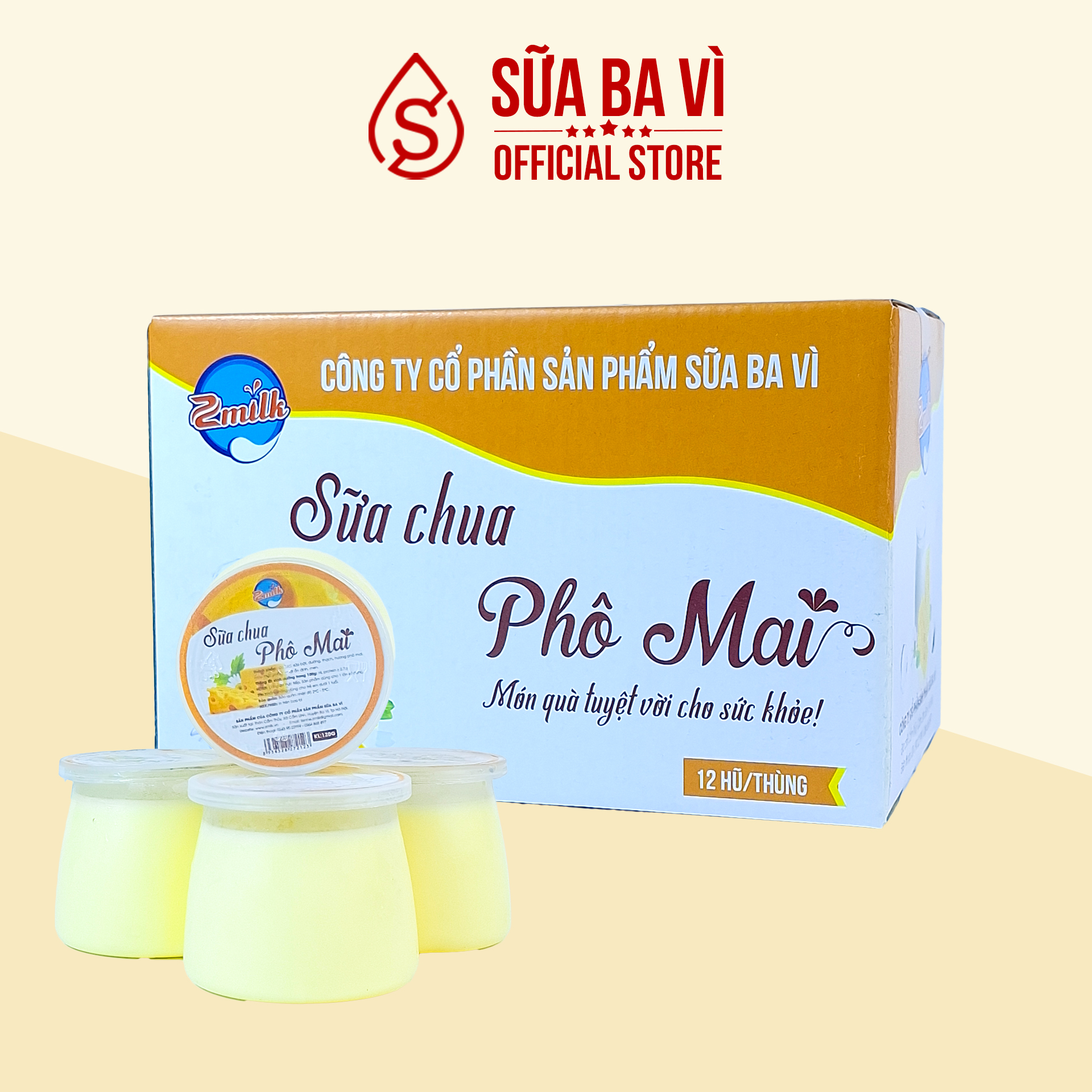 Sữa Chua Phô Mai Ba Vì Zmilk Thùng 6 Hũ/12 Hũ