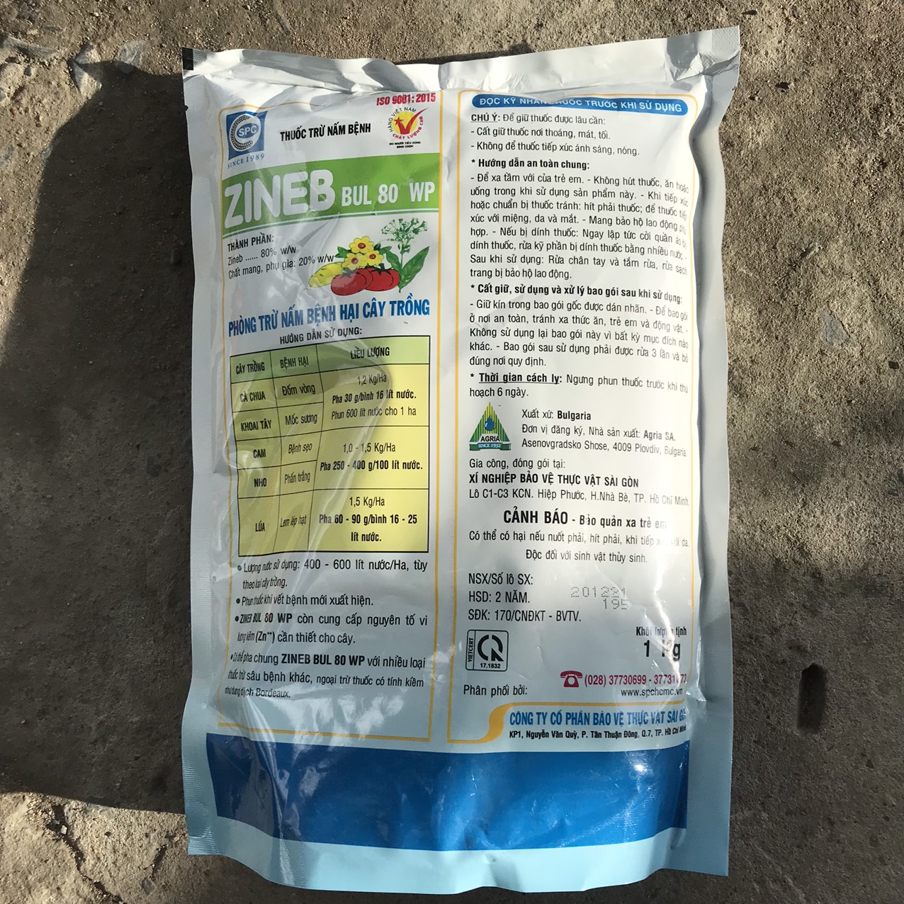 Zineb bul 800wp- 1 kg / bột trắng: thuốc trừ bệnh nấm bệnh hại, thán thư, đốm vòng, mốc sương, bệnh sẹo...-vtnn năm bưu