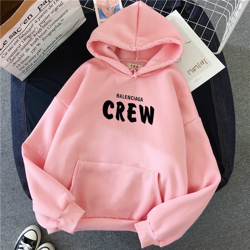 [HCM]áo khoác hoodie in chữ crew siêu cưng