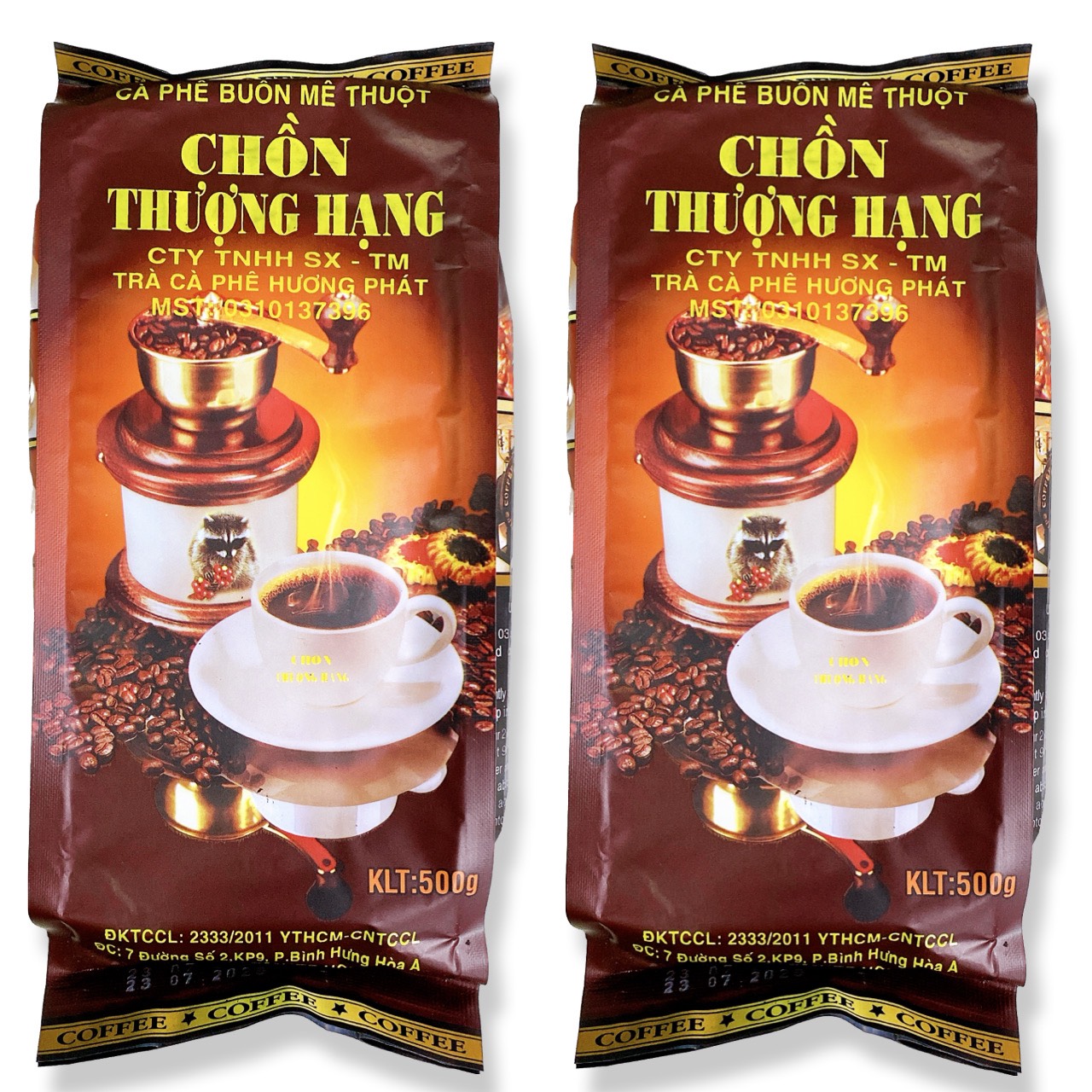 [HCM]Cà phê pha phin đậm đà Chồn Buôn Mê Thuộc của công ty Hương Phát thượng hạng 500gr - chồn xanh-[ 12.12 Hot Deals ]