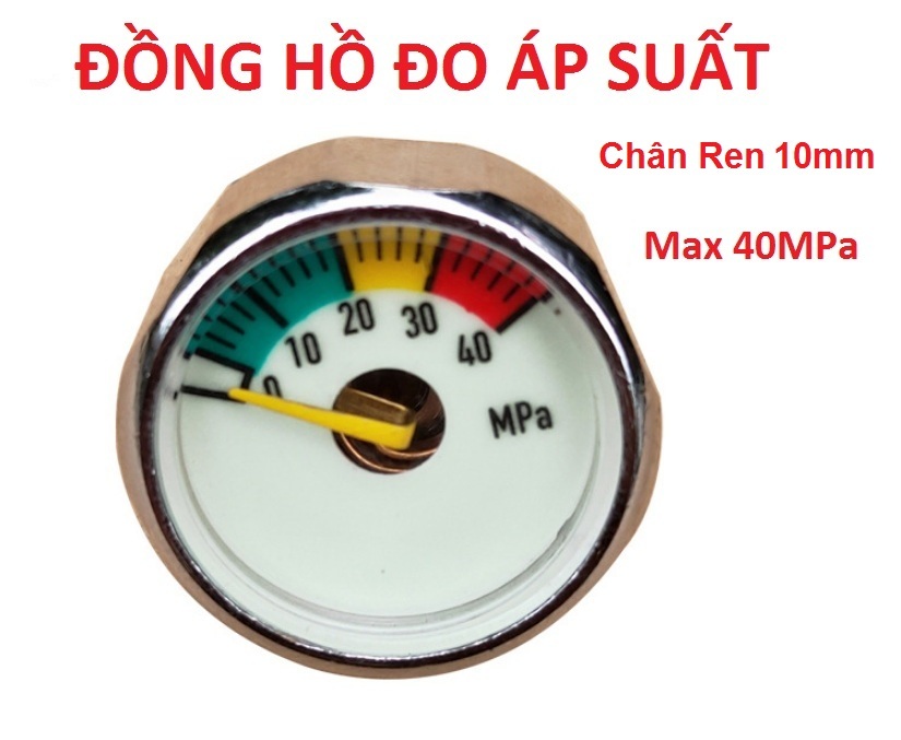 Đồng hồ đo áp suất khí ném 40mpa chân 10, Phát sáng dạ quang trong bóng tối, hàng cao cấp, độ bền cao - đồng hồ áp chân ren phi 10mm, đồng hồ đo khí nén, đồng hồ áp suất, đồng hồ nén khí áp