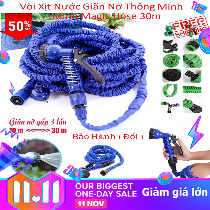 Bộ dây tưới nước giãn nỡ,Vòi Xịt Rửa Thông Minh Giãn Nở tối đa 30m khi có lực nước mạnh vòi Xịt Tăng Áp Bộ vòi rửa xe tưới cây giãn nở Rửa Xe Xịt Rửa Sân Vườn Vòi xịt với 7 chế độ ống nước co dãn đa năng 30m