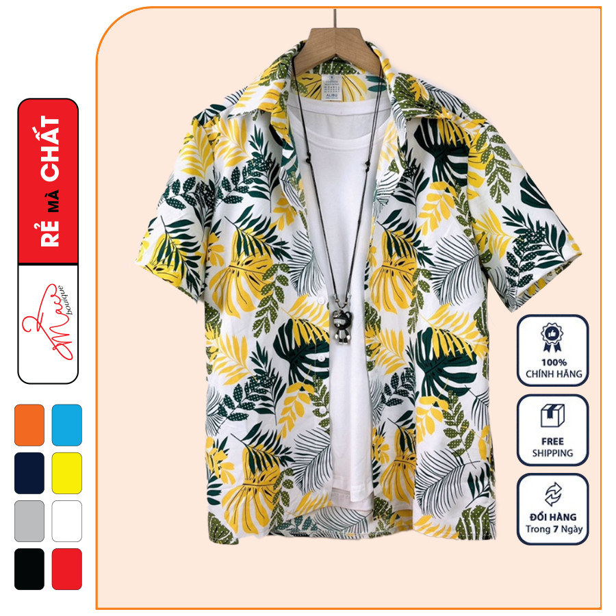 áo sơ mi hoạt tiết đi biển đẹp đi biển chất kate gia đình nhóm công ty mùa hè phong cách dạo phố - Mac boutique