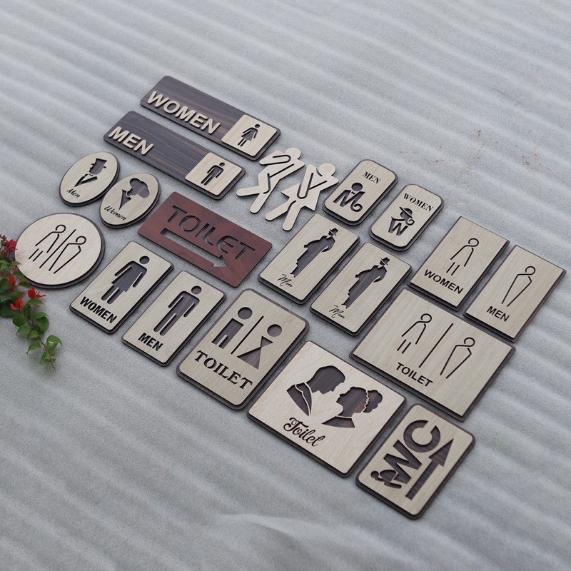 Bảng Gỗ Treo Cửa Nhà Vệ Sinh -Bảng Gỗ Vintage Decor Toilet - WC Nam Nữ