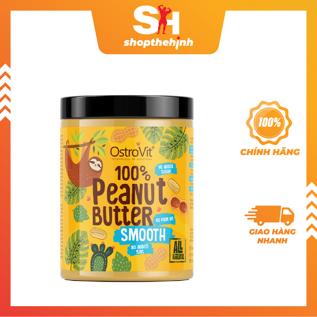 Ostrovit peanut butter 100% - bơ đậu phộng, ko đường, sánh mịn, thơm ngon nhập khẩu trực tiếp từ ba lan