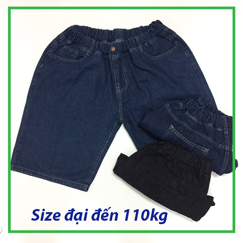 Quần short jean nam BIG SIZE từ 80kg đến 110kg, Quần short lưng thun chất jean co giãn nhẹ - NH SHOP