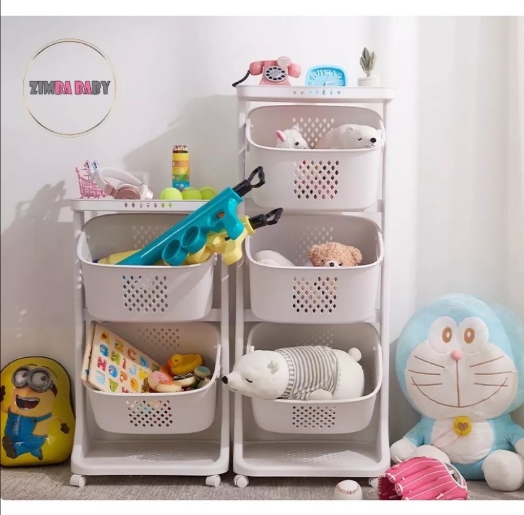 Kệ đựng đồ 2 - 3 tầng đa năng Việt Nhật, Rổ đựng quần áo 3 tầng có bánh xe xoay 360 độ