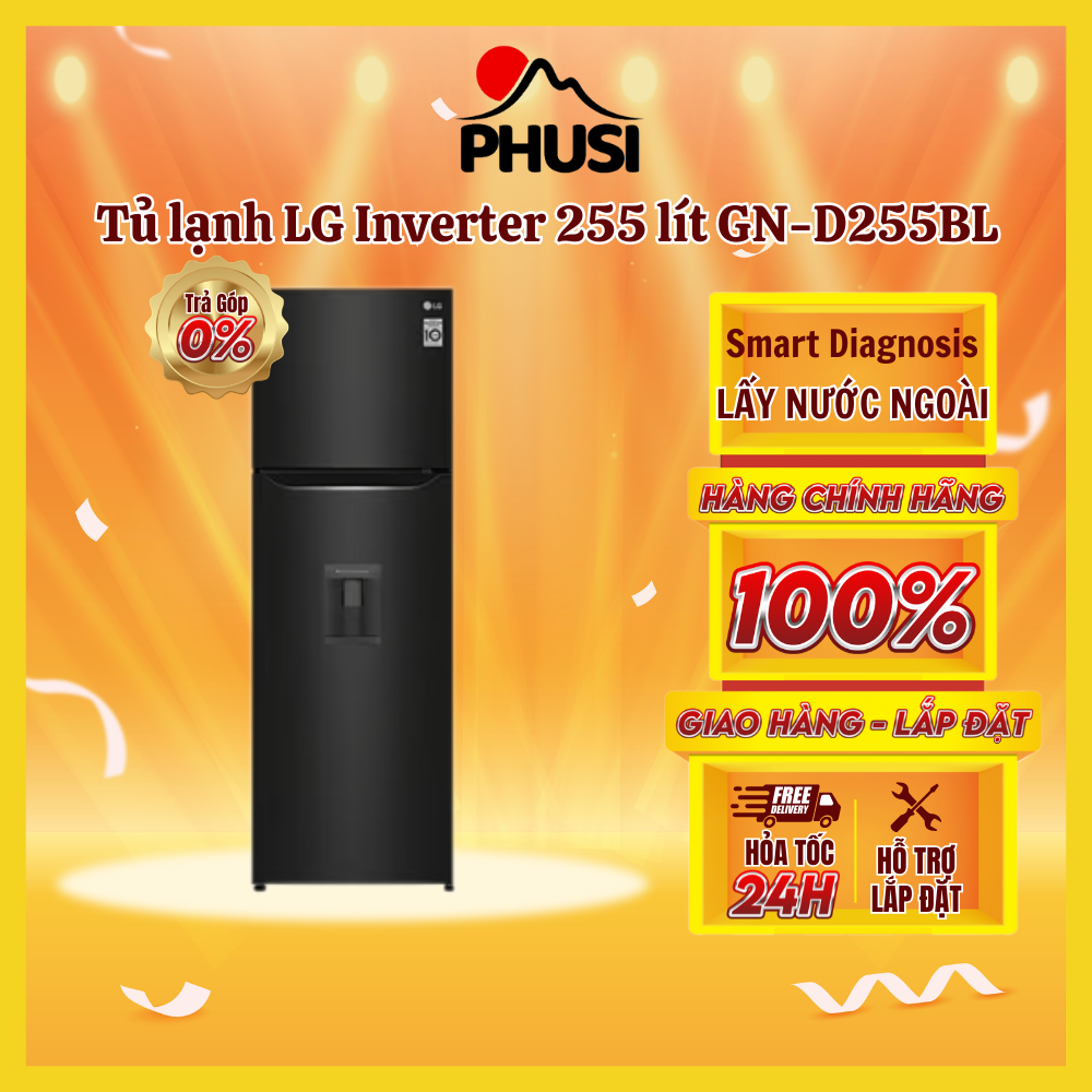✅[Trả góp 0%]Tủ lạnh LG GN-D255BL 255 lít Inverter