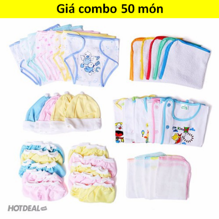 Combo đồ sơ sinh 50 món cho bé trai , gái